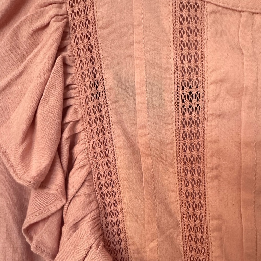 Lauren Ralph Lauren Rose Tan Ruffled Bib Neck Top Size: S - Picture 4 of 9